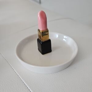 Chic Pink and Gold  Ceramic Lipstick Jewelry Organizer